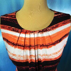 Calvin Klein Multicolored Pleated Neck Sleeveless Career Top Size Medium EUC